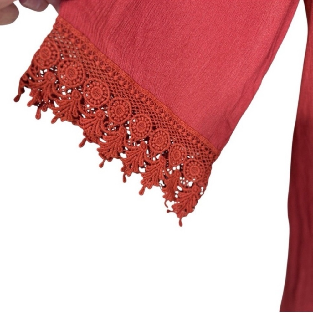 Anthropologie NAÏF Terracotta Embroidered Lace Cottagecore Shift Dress Small - Picture 3 of 9